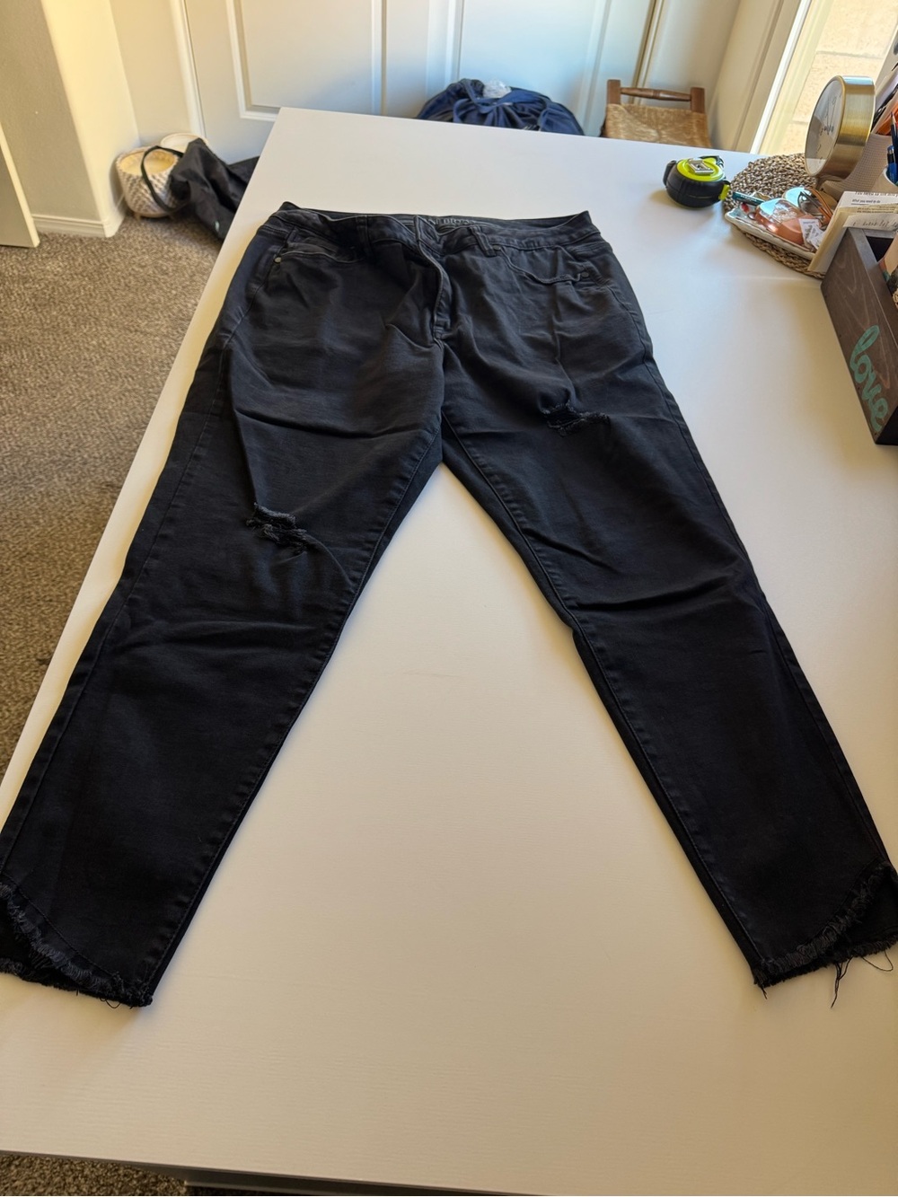 Lane Bryant Black Skinny Jeans with Distressed Knees